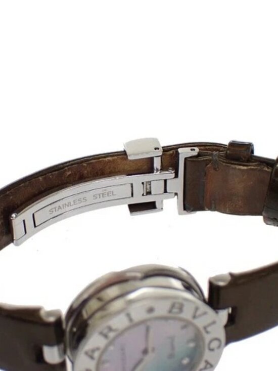 BVLGARI B.Zero1 Quartz Wrist Watch 22mm Diamond MOP Patent Leather BZ22S 13RH802 main image 2